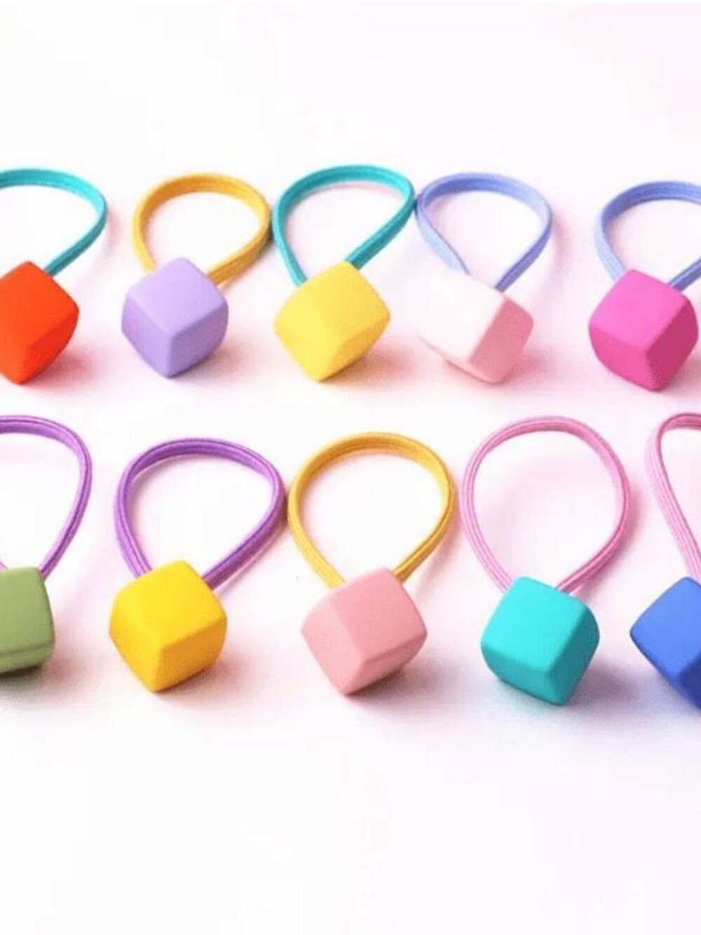 Matte Squares Hair Elastic 10Pc Box Set